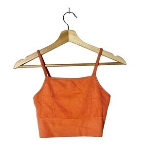 Boutique Orange Ribbed Cropped Athletic Tank Top XS